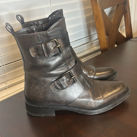 Emanuele Crasto Double Buckle Moto Boots Brown Leather Made in Italy Women 40 - Picture 17 of 17